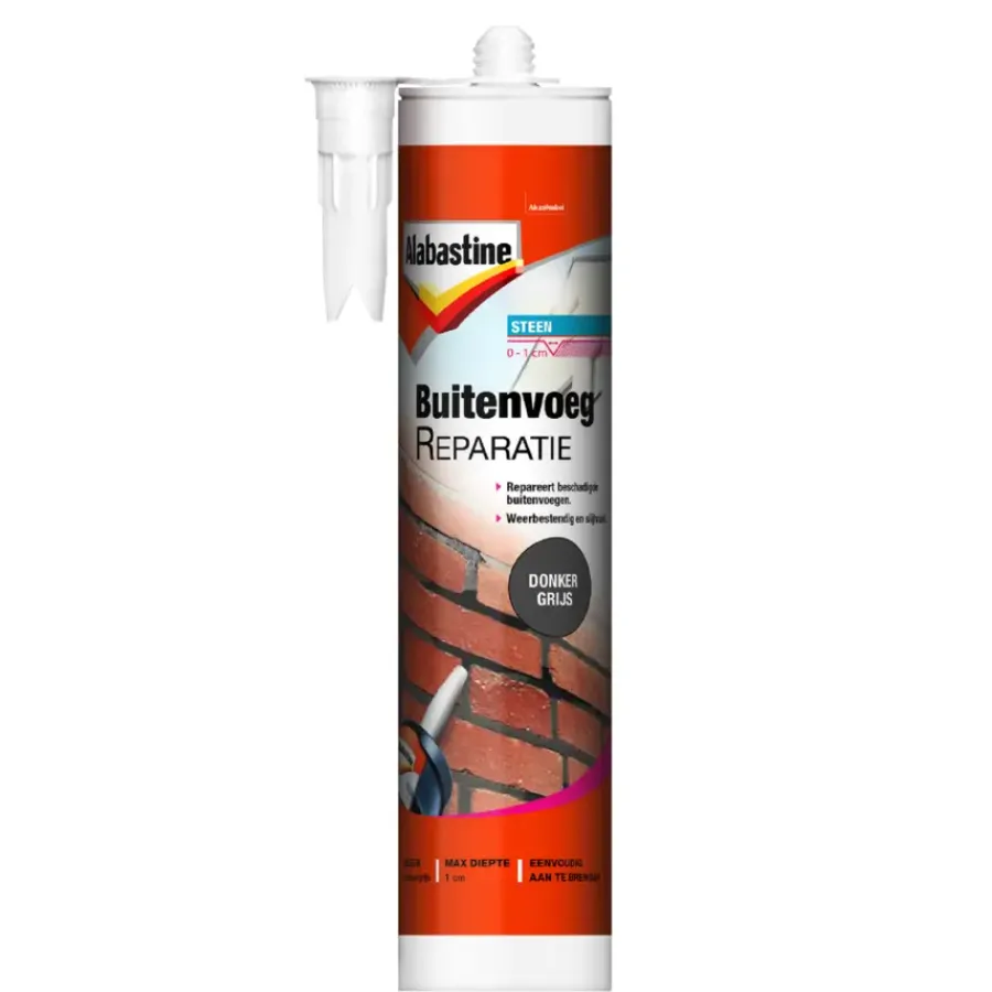 Gips- & Muurvuller > Alabastine buitenvoegreparatie donkergrijs 310 ml