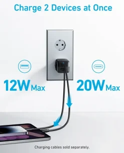Batterijladers|Computeraccessoires > Anker 323 USB-C dual snellader zwart
