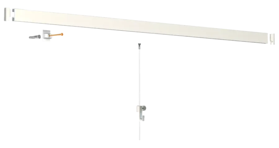 Bevestiging Wand- & Plafondbekleding > Artiteq Click Rail schilderij ophangsysteem compleet 2 meter wit RAL 9016 overschilderbaar