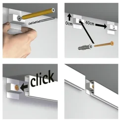 Bevestiging Wand- & Plafondbekleding > Artiteq Click Rail schilderij ophangsysteem compleet 2 meter aluminium