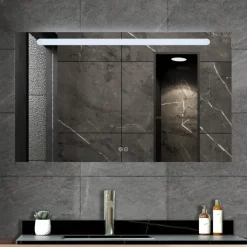 Atlantic badkamerspiegel Delon met verlichting rechthoek 60 x 100 cm chroom