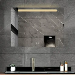 Atlantic badkamerspiegel Delon met verlichting rechthoek 60 x 80 cm chroom