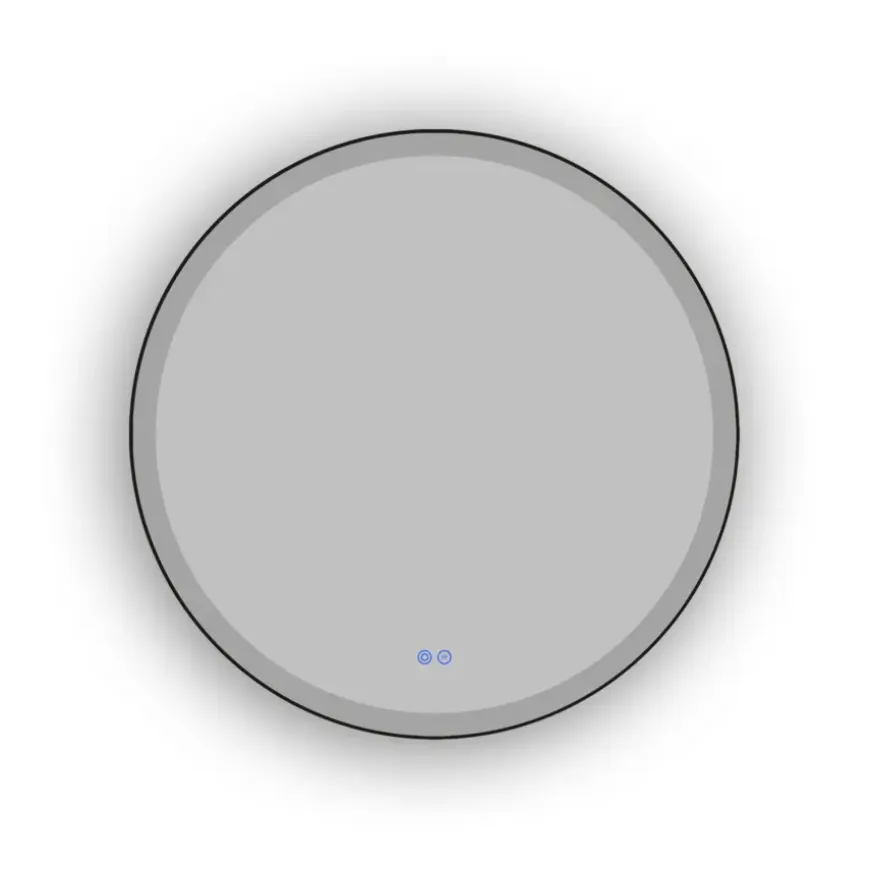 Atlantic badkamerspiegel Janessa met verlichting rond ø 80 cm chroom - met zwarte aluminium rand