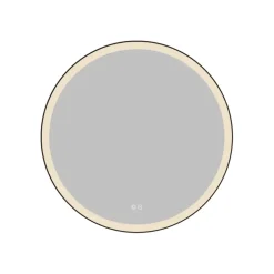 Atlantic badkamerspiegel Janessa met verlichting rond ø 80 cm chroom - met zwarte aluminium rand