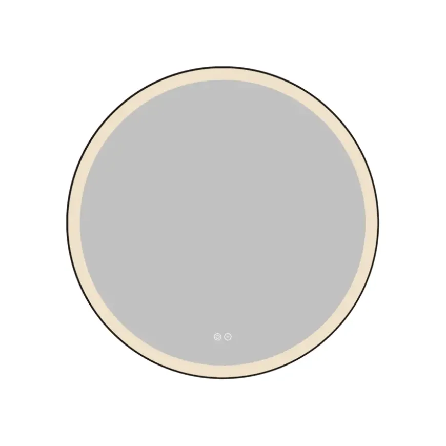 Atlantic badkamerspiegel Janessa met verlichting rond ø 80 cm chroom - met zwarte aluminium rand