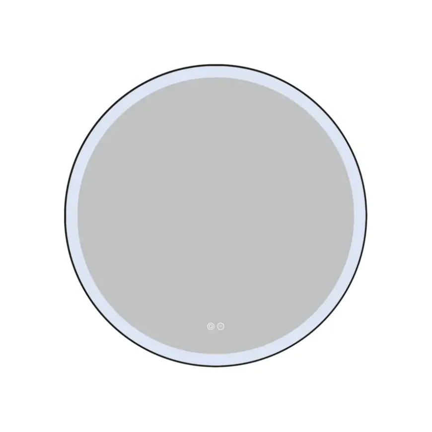 Atlantic badkamerspiegel Janessa met verlichting rond ø 80 cm chroom - met zwarte aluminium rand