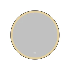 Atlantic badkamerspiegel Janessa met verlichting rond ø 80 cm chroom - met zwarte aluminium rand