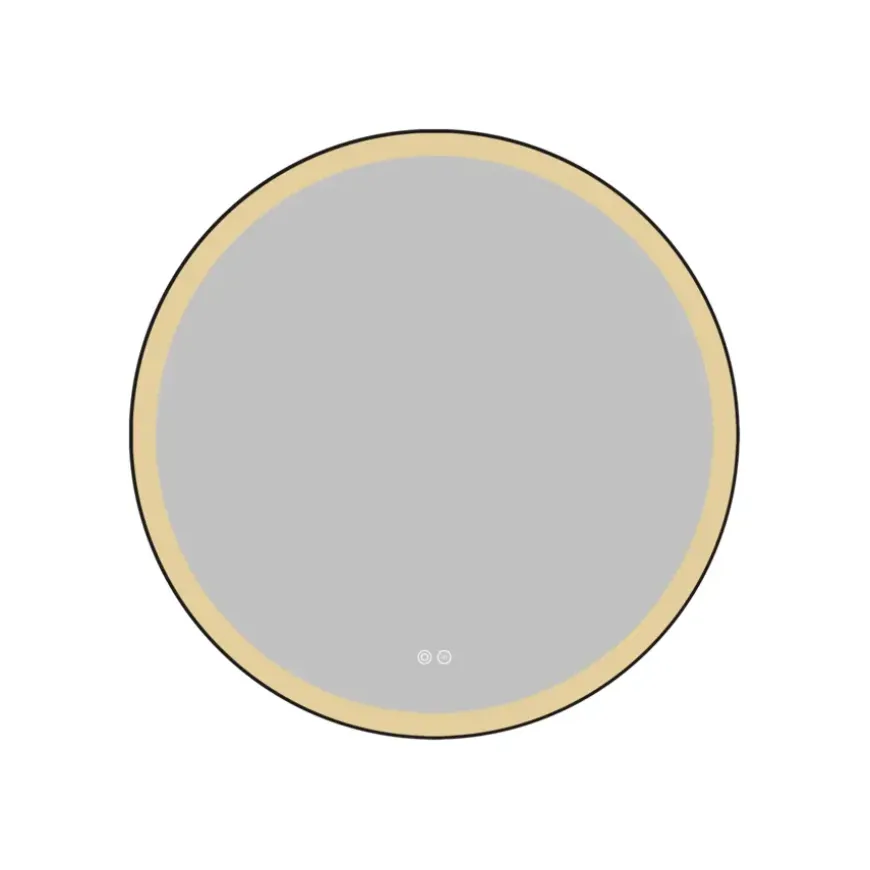 Atlantic badkamerspiegel Janessa met verlichting rond ø 80 cm chroom - met zwarte aluminium rand