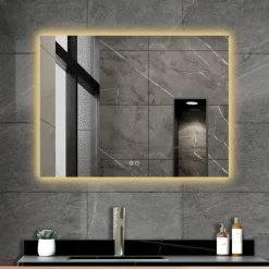 Atlantic badkamerspiegel Maeva met verlichting rechthoek 60 x 80 cm chroom
