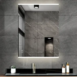 Atlantic badkamerspiegel Taylan met verlichting rechthoek 60 x 80 cm chroom