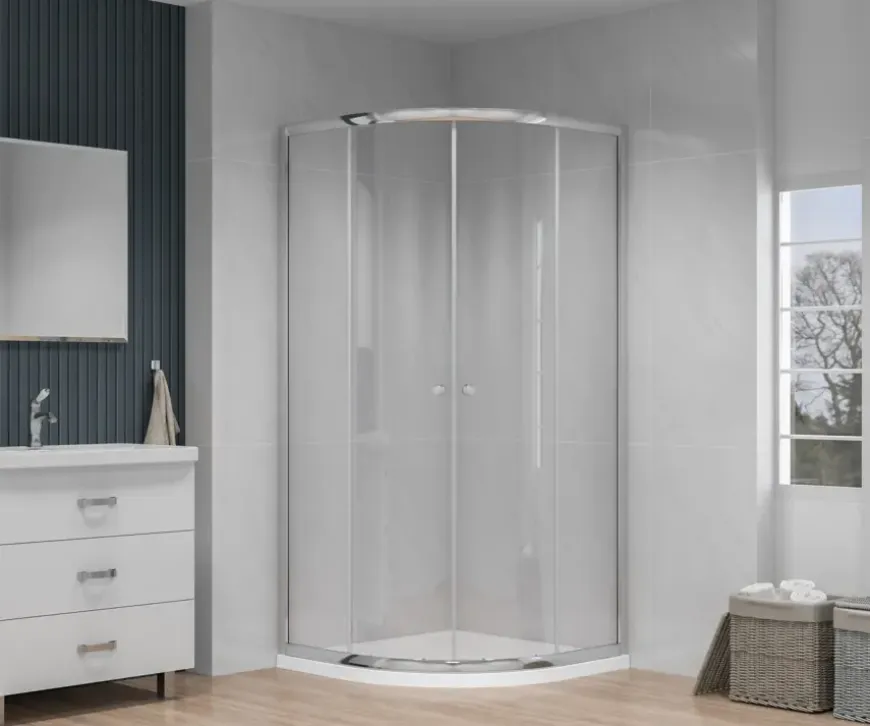 Atlantic douchecabine Silas met schuifdeur zilver kwartrond 90 x 90 cm