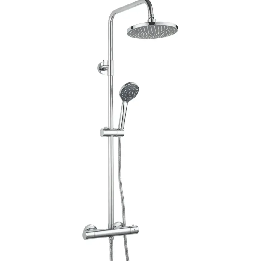 Atlantic regendoucheset Asher met handdouche 3 standen en thermostaatkraan chroom - hartafstand kraan 15 cm
