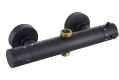 Atlantic regendoucheset Asher met handdouche 3 standen en thermostaatkraan zwart - hartafstand kraan 15 cm