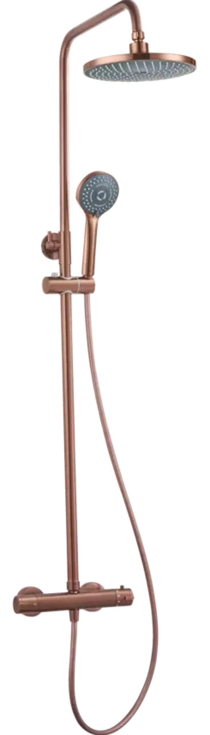 Atlantic regendoucheset Asher met handdouche 3 standen en thermostaatkraan koper - hartafstand kraan 15 cm