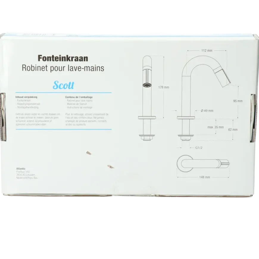 Atlantic Scott 1-knops fonteinkraan Zwart