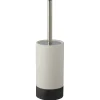 Atlantic toiletborstelgarnituur keramiek met ribbels Wit/Antraciet