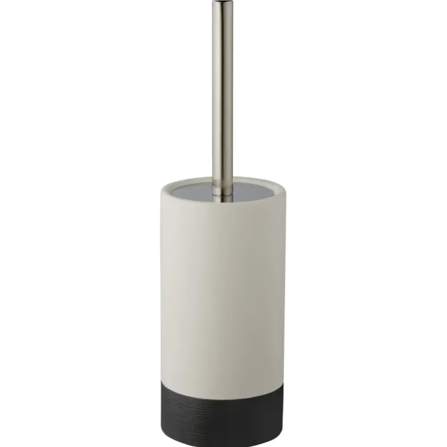 Atlantic toiletborstelgarnituur keramiek met ribbels Wit/Antraciet