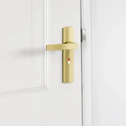 Deurbeslag Binnendeur|Deurklinken > AXA deurkrukset Curve klik blindschild met wc-/badkamersluiting goud