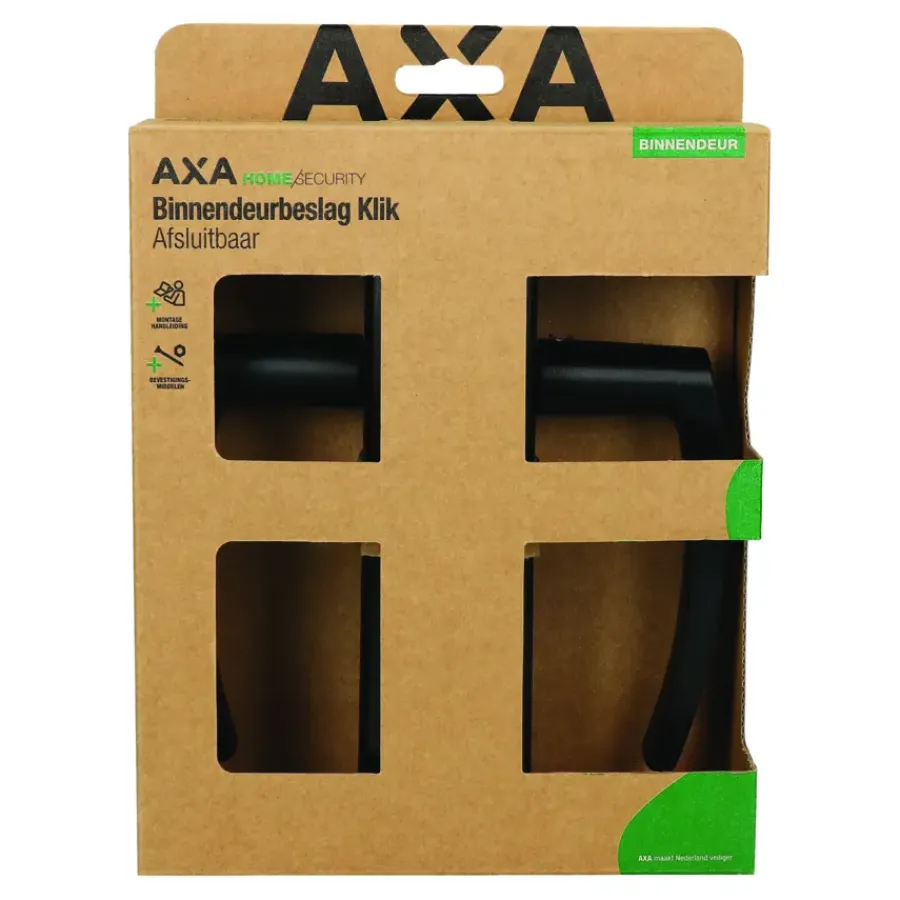 Deurbeslag Binnendeur|Deurklinken > AXA deurkrukset Curve klik blindschild met profielcilindergat zwart