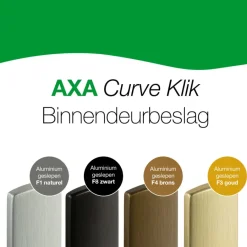 Deurbeslag Binnendeur|Deurklinken > AXA deurkrukset Curve Milan zwart blindschild sleutelgat PC72