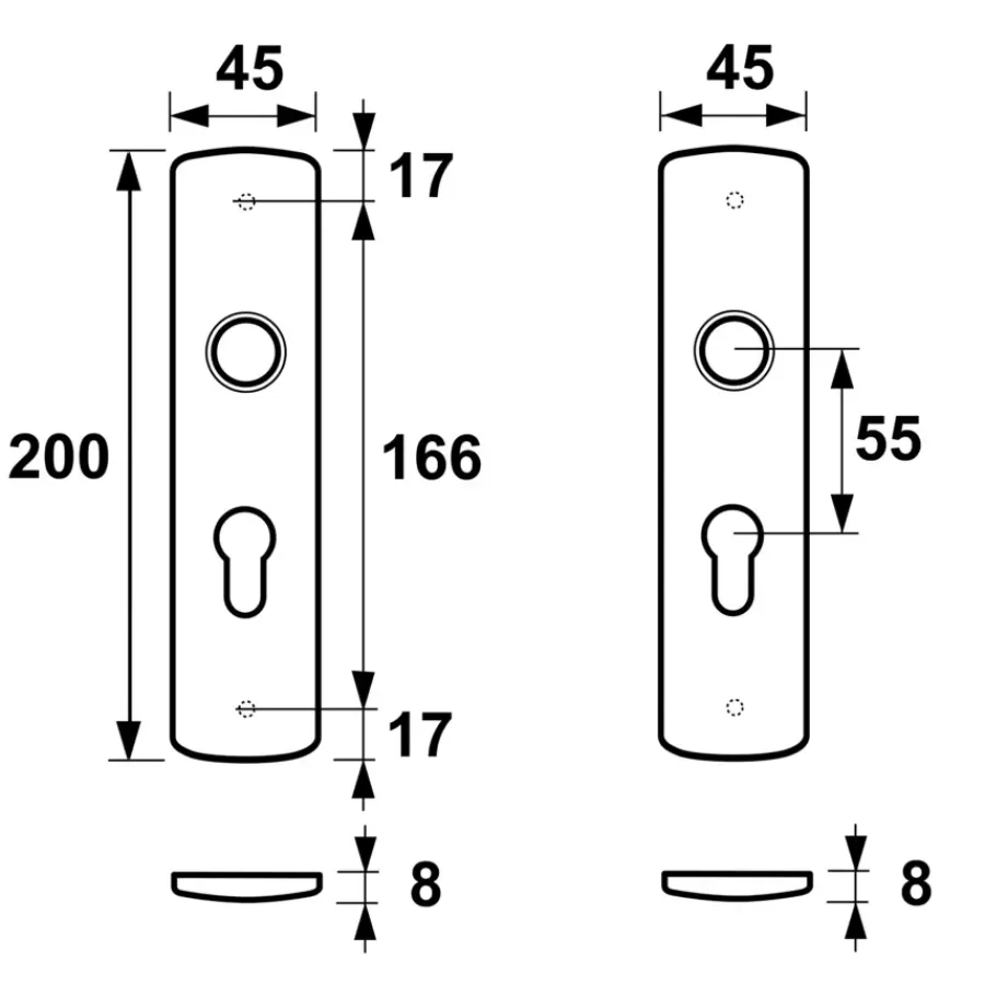 Deurbeslag Binnendeur|Deurbeslag Binnen > AXA Langschild binnendeur voor cilinderslot 55 mm zwart