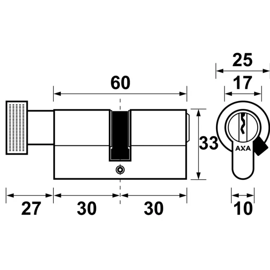 Cilinders|Cilinders > AXA profielcilinder knop 30-30mm