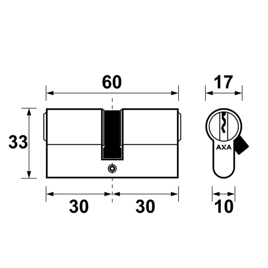 Cilinders|Cilinders > AXA profielcilinder 30-30mm gelijksluitend 2 stuks