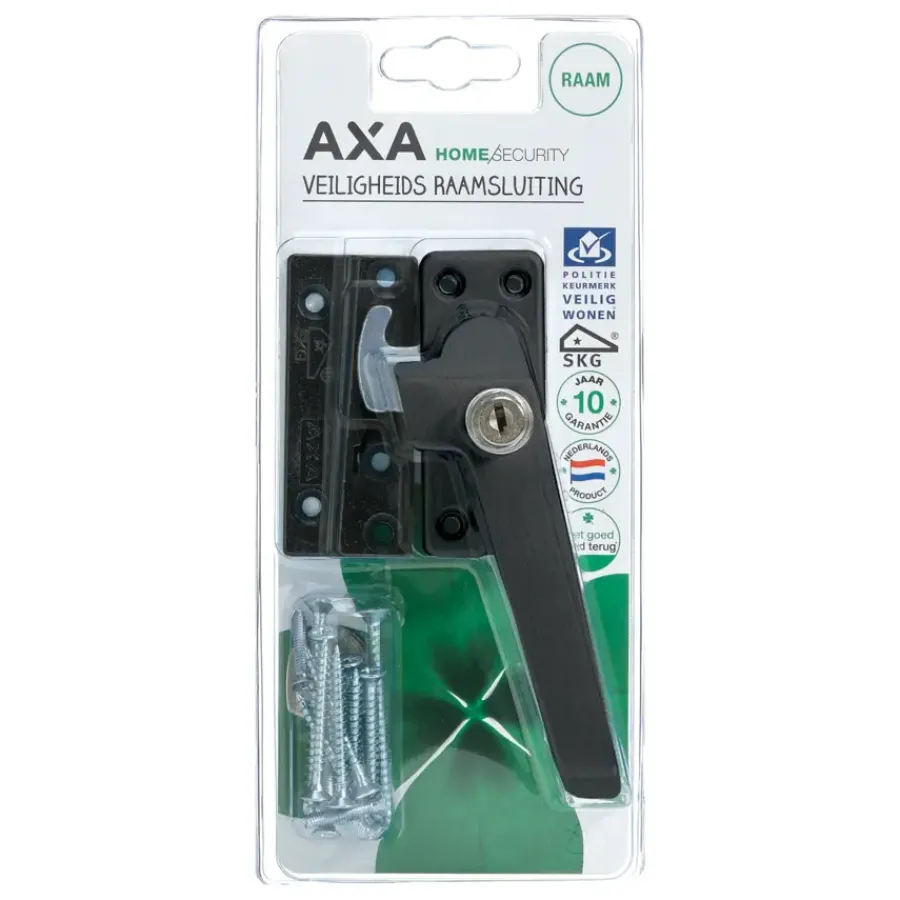 Raambeslag|Raamsluiting > AXA raamsluiting met slot SKG 1-ster rechts zwart buitendraaiend