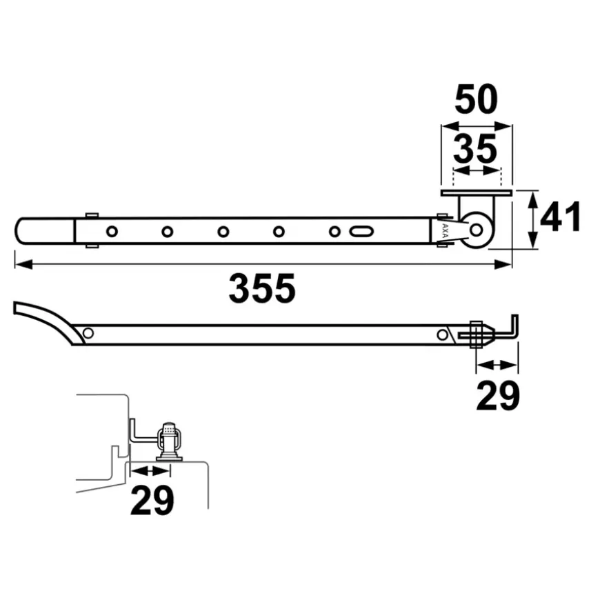 AXA raamuitzetter Habilis grijs 30 cm buitendraaiend