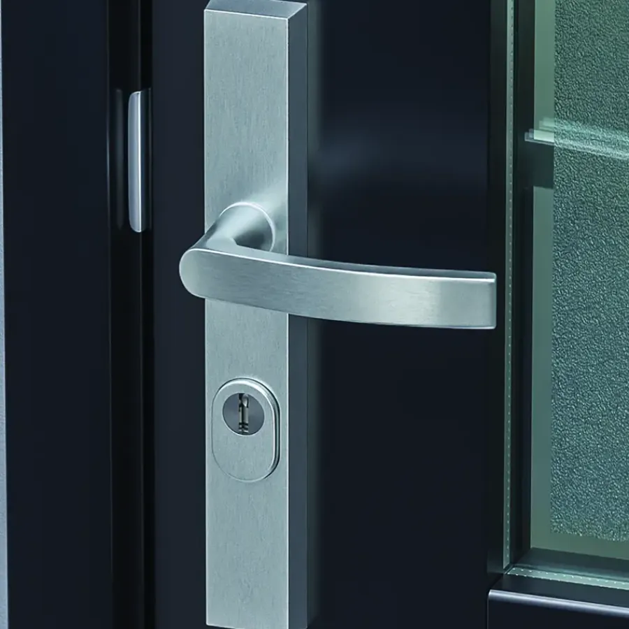 Deurbeslag Buitendeur|Deurklinken > AXA veiligheidsbeslag Edge achterdeur aluminium smal schild met SKG 3-sterren 55 mm