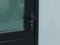 Deurbeslag Buitendeur|Deurklinken > AXA veiligheidsbeslag Edge achterdeur zwart smal schild met SKG 3-sterren 92 mm
