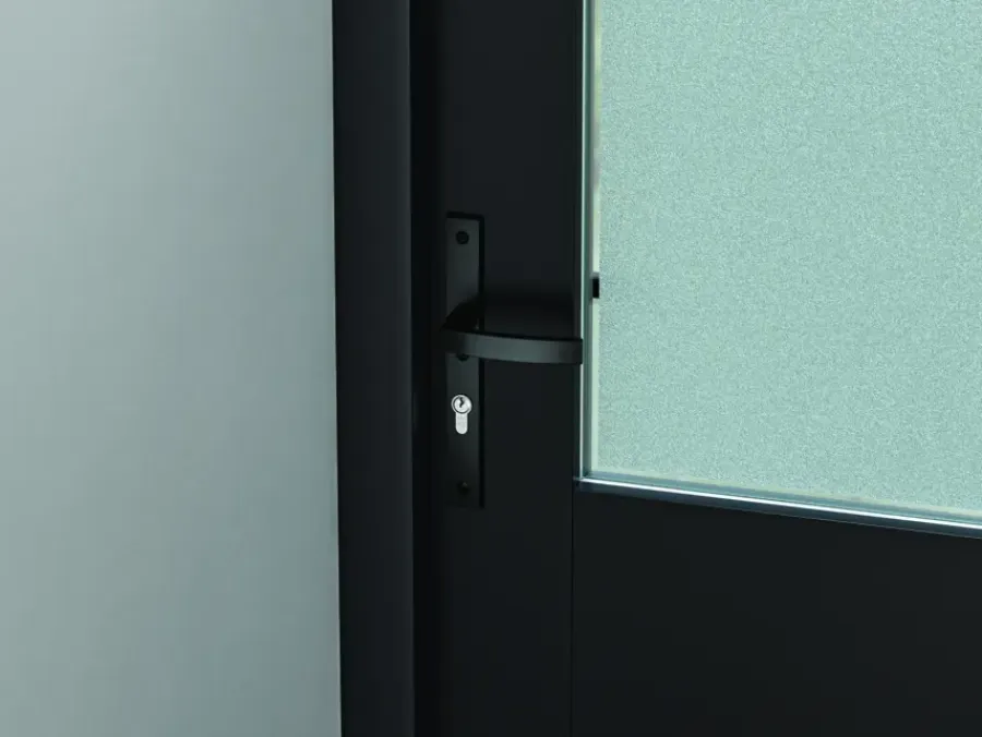Deurbeslag Buitendeur|Deurklinken > AXA veiligheidsbeslag Edge achterdeur zwart smal schild met SKG 3-sterren 92 mm