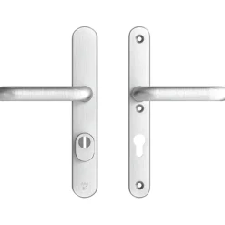 Deurbeslag Buitendeur|Deurklinken > AXA veiligheidsbeslag Oval achterdeur aluminium smal schild met SKG 3-sterren 72 mm