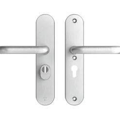 Deurbeslag Buitendeur|Deurklinken > AXA veiligheidsbeslag Oval achterdeur aluminium langschild met SKG 3-sterren 55 mm