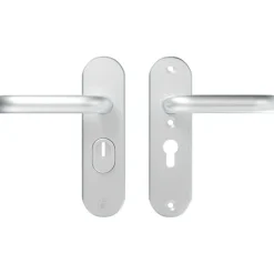 Deurbeslag Buitendeur|Deurklinken > AXA veiligheidsbeslag Oval achterdeur aluminium kortschild met SKG 3-sterren 52 mm