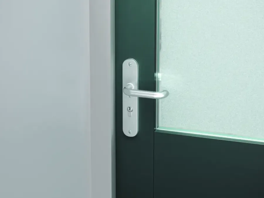 Deurbeslag Buitendeur|Deurklinken > AXA veiligheidsbeslag Oval achterdeur aluminium langschild met SKG 3-sterren 92 mm