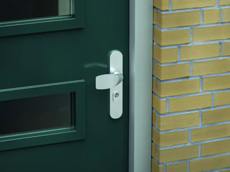Deurbeslag Buitendeur|Deurklinken > AXA veiligheidsbeslag Oval voordeur aluminium langschild met SKG 3-sterren 92 mm