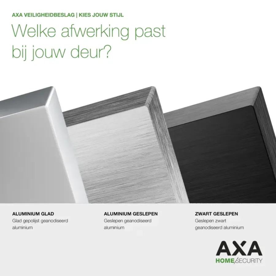 Deurbeslag Buitendeur|Deurklinken > AXA veiligheidsbeslag Oval voordeur aluminium langschild met SKG 3-sterren 55 mm