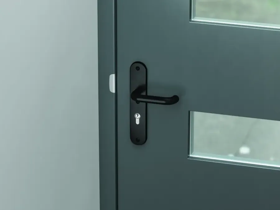 Deurbeslag Buitendeur|Deurbeslag Buiten > AXA veiligheidsbeslag Oval voordeur zwart langschild met SKG 3-sterren 72 mm