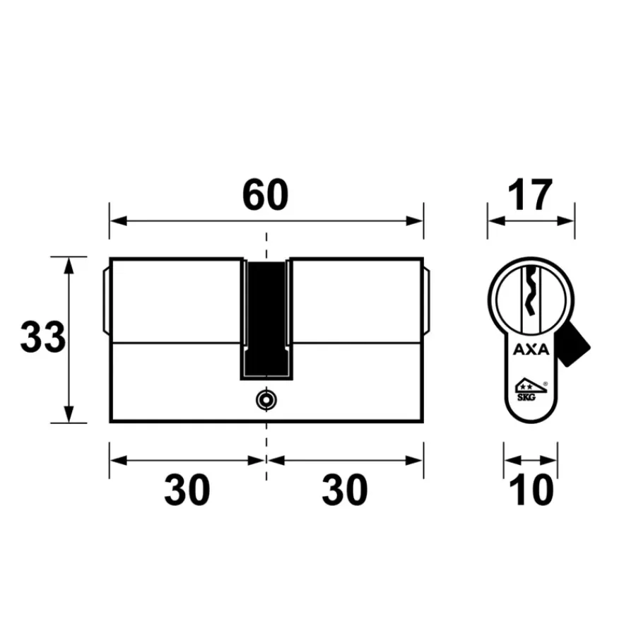 Cilinders|Cilinders > AXA veiligheidscilinder security 30-30mm SKG**
