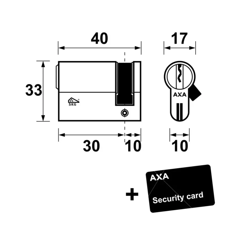 Cilinders|Cilinders > AXA veiligheidscilinder xtreme enkel 30-10mm SKG***
