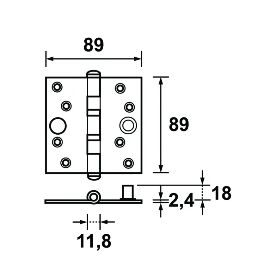 Scharnieren|Deurscharnieren > AXA veiligheidsscharnier kogellager SKG 3-sterren verzinkt 89x89 mm - 2 stuks