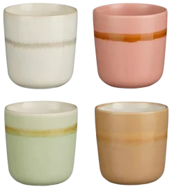 Beker groen beige roze wit - h8,5xd8cm - per stuk