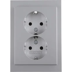 Inbouw Schakelmateriaal|Stopcontacten & Overige Contactdozen > Berker K5 Dubbel Stopcontact Geaard RVS