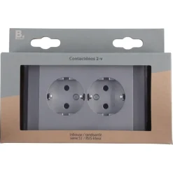 Inbouw Schakelmateriaal|Stopcontacten & Overige Contactdozen > Berker K5 Dubbel Stopcontact Geaard RVS
