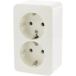 Opbouw Schakelmateriaal|Stopcontacten & Overige Contactdozen > Berker Opbouw Dubbel Stopcontact Wit