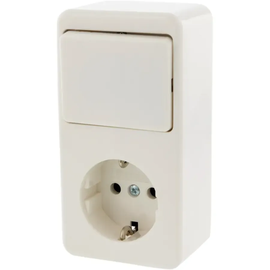 Opbouw Schakelmateriaal|Stopcontacten & Overige Contactdozen > Berker Opbouw Enkel Geaard Stopcontact met Schakelaar Wit