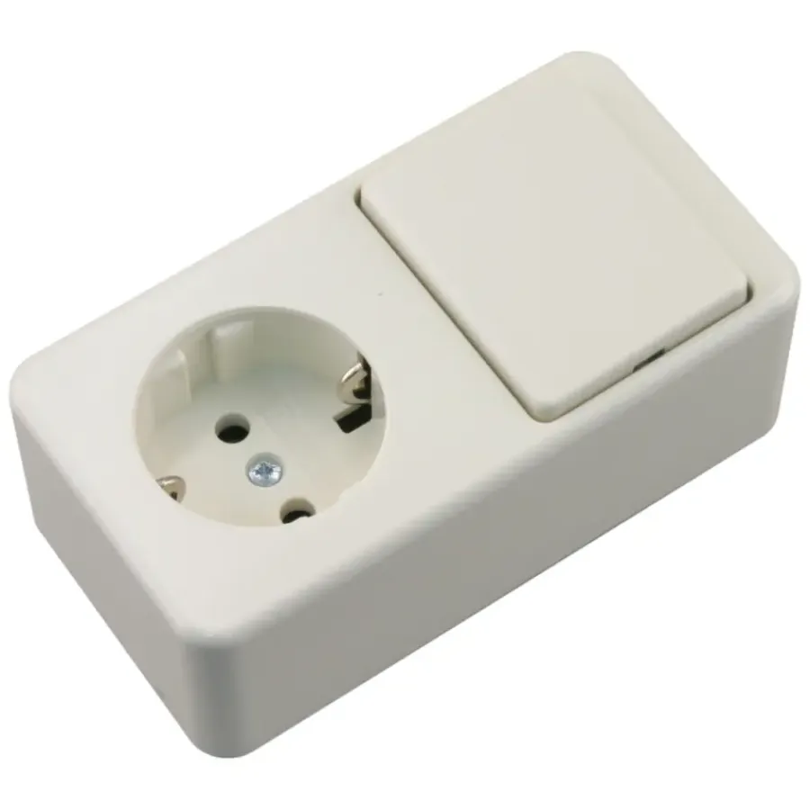 Opbouw Schakelmateriaal|Stopcontacten & Overige Contactdozen > Berker Opbouw Enkel Geaard Stopcontact met Schakelaar Wit