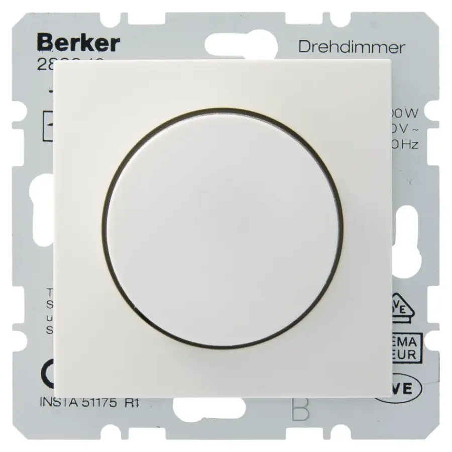 Dimmers|Inbouw Schakelmateriaal > Berker S.1 Centraalplaat met Dimmerknop Wit