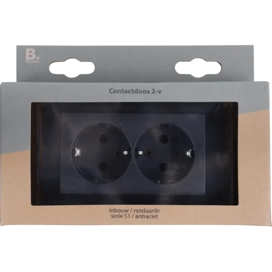 Inbouw Schakelmateriaal|Stopcontacten & Overige Contactdozen > Berker S.1 Dubbel Geaard Stopcontact antraciet